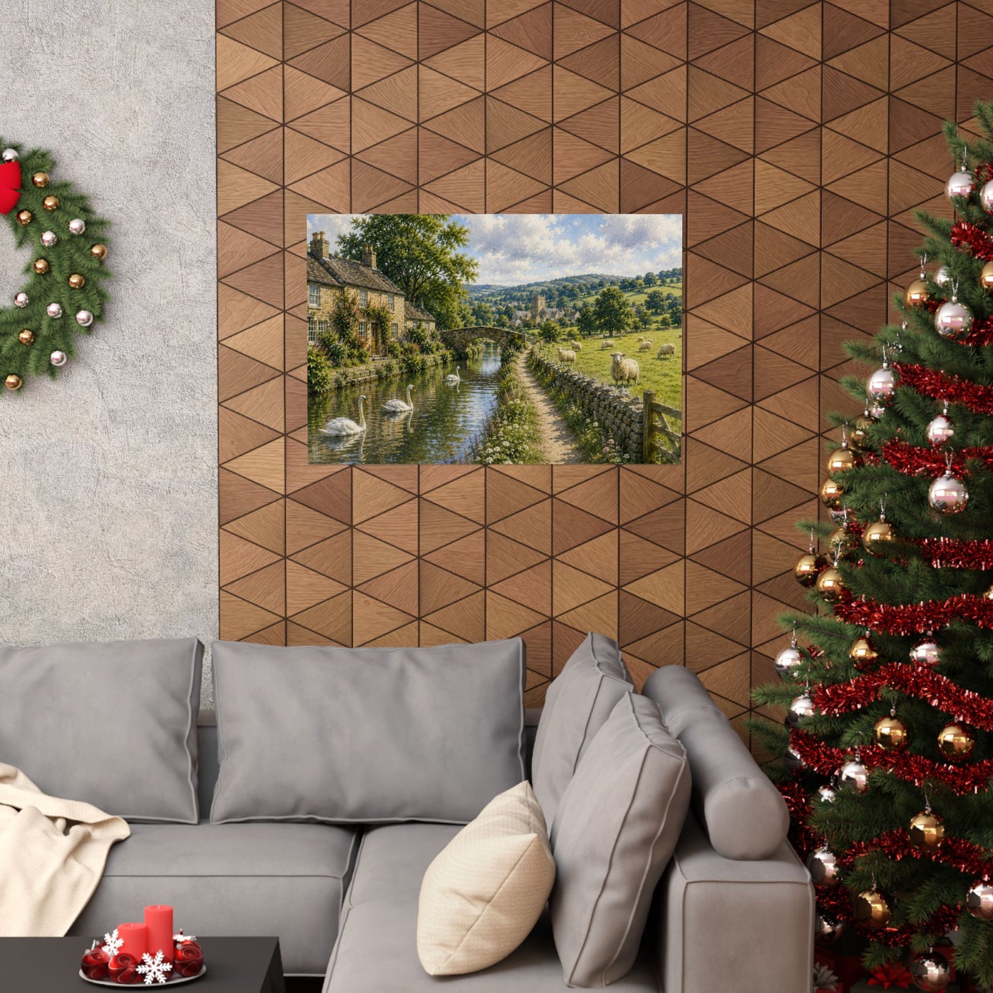 Where Swans Drift and Sheep Roam — Pastoral Landscape Wall Art