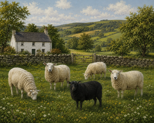 Sheep Pasture Landscape Poster — Countryside Farm Wall Art