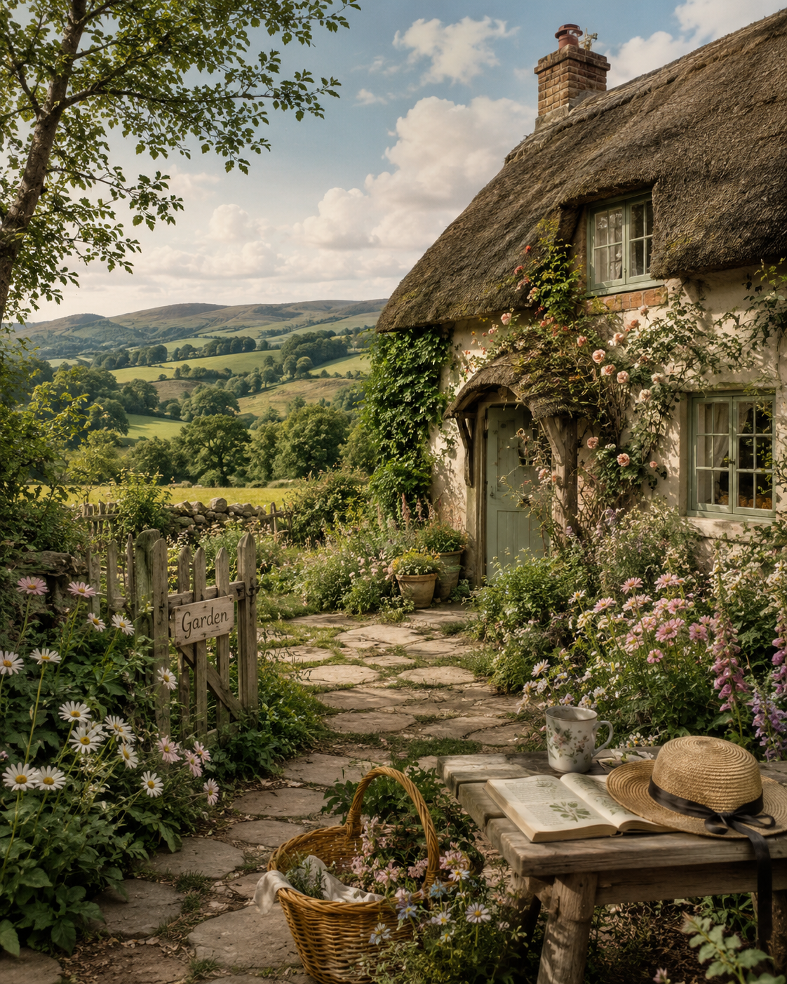 Cottage Garden Canvas “Garden Gate Morning”