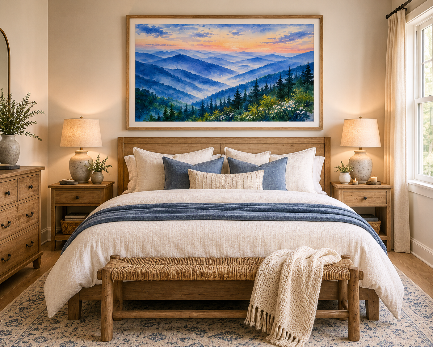Blue Ridge Serenity Mountain Sunrise Landscape Poster — Matte Horizontal Wall Art