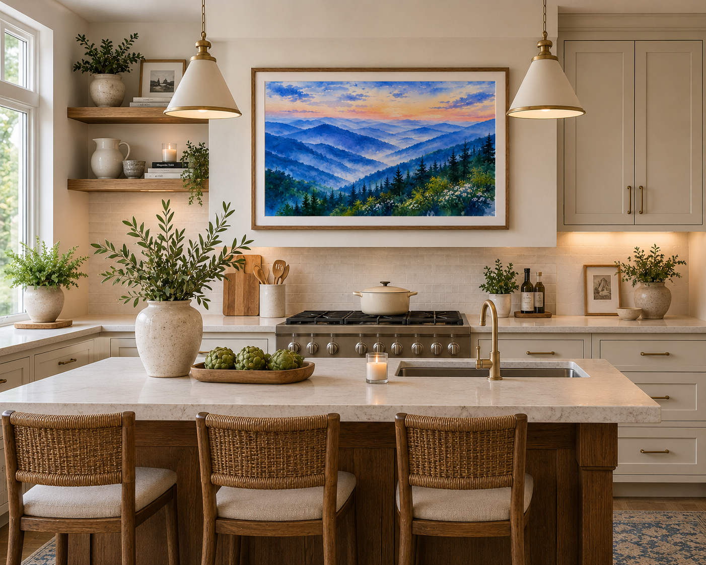 Blue Ridge Serenity Mountain Sunrise Landscape Poster — Matte Horizontal Wall Art