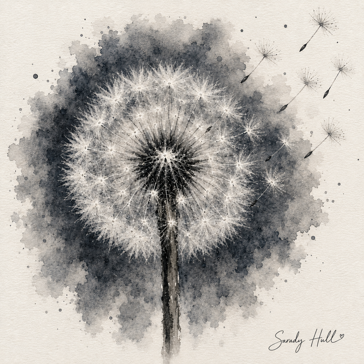 Whispers in Stillness Dandelion Watercolor Poster — Botanical Wall Art Rolled Print