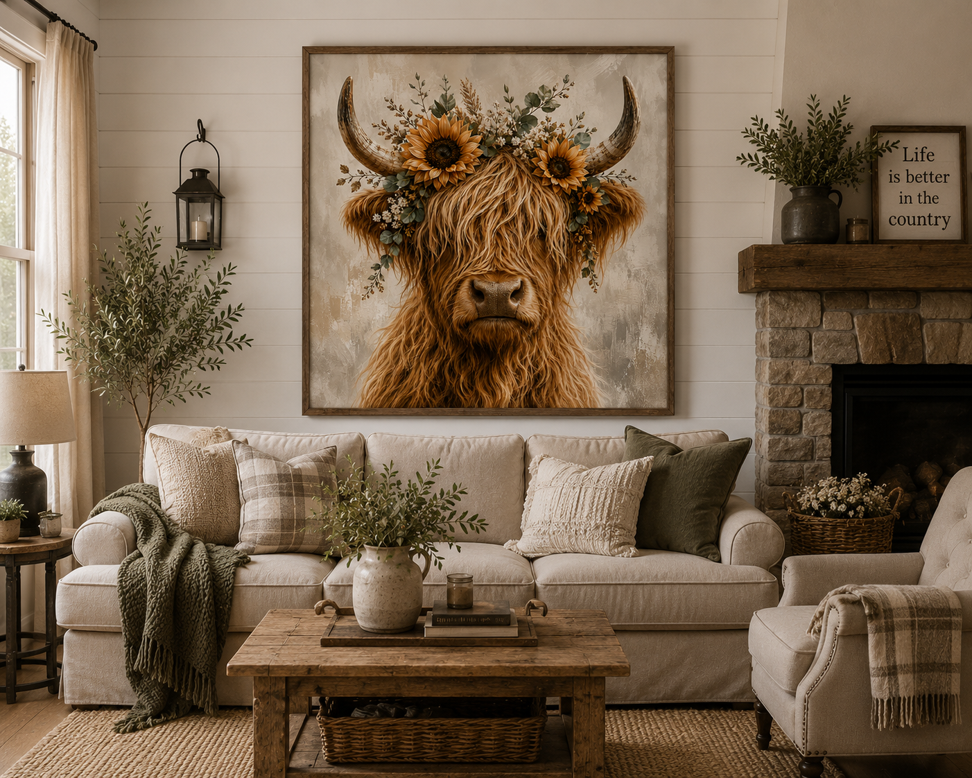 Sunflower Spirit Sunflower Highland Cow Poster