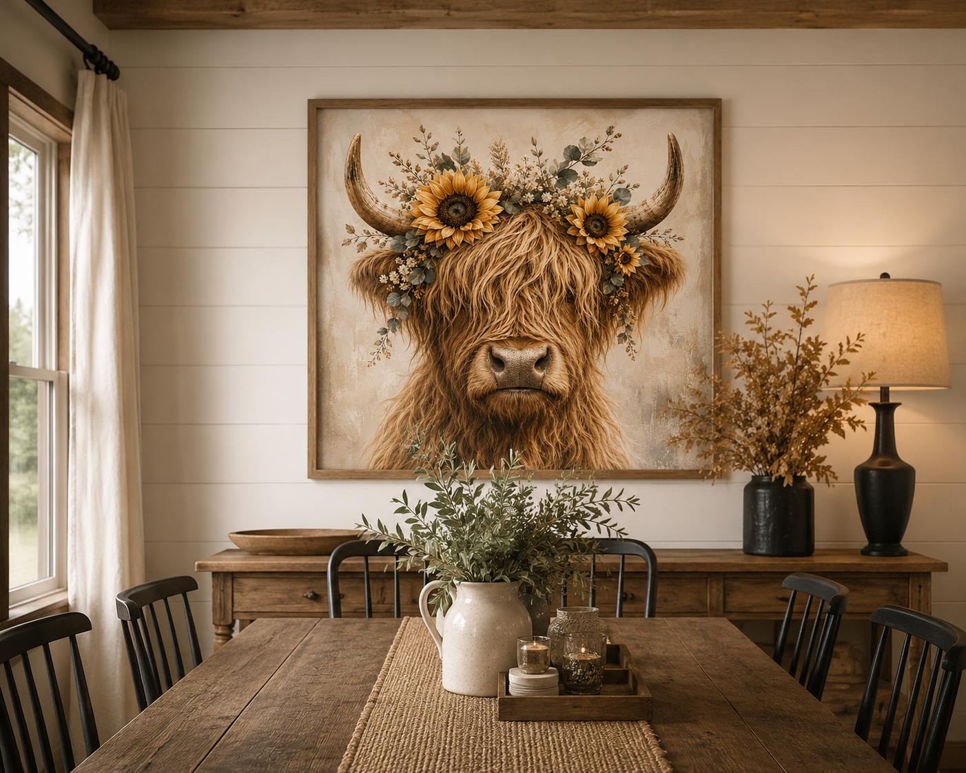 Sunflower Spirit Sunflower Highland Cow Poster