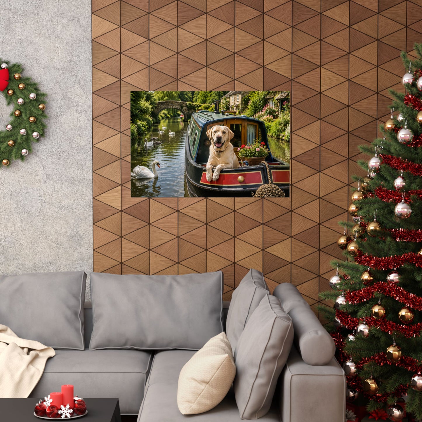 Canal Daydream – Labrador on a Narrowboat— Dog on Narrowboat Matte Horizontal Print