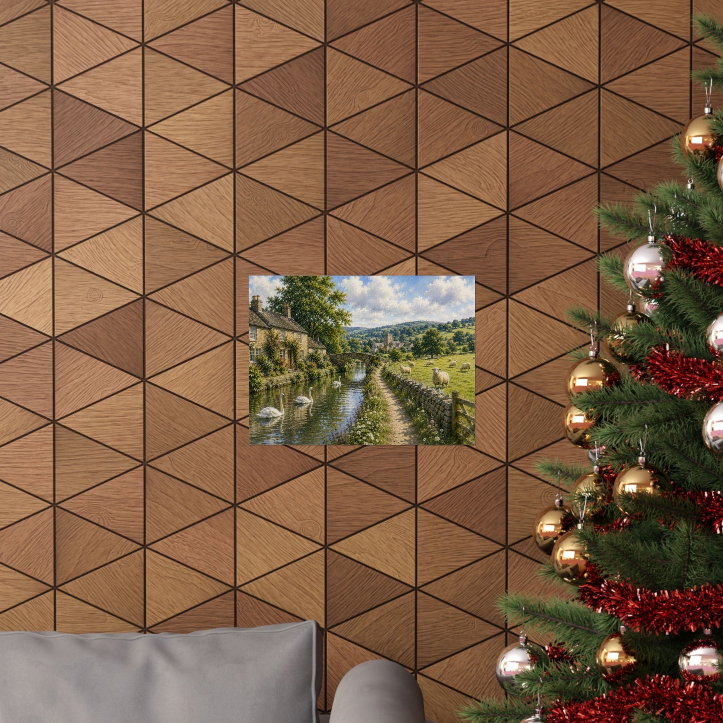 Where Swans Drift and Sheep Roam — Pastoral Landscape Wall Art
