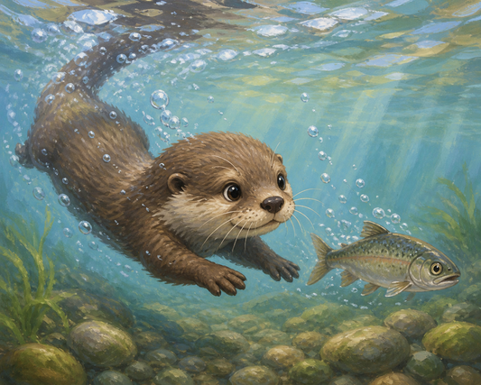 “Playful Pursuit Beneath the Surface”